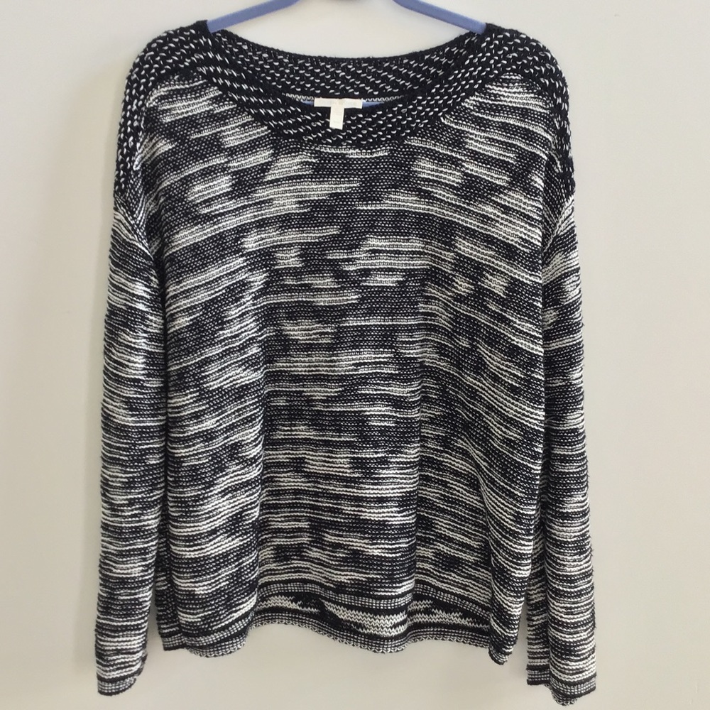 Eileen Fisher Black White Marled Sweater Size Medium NWOT